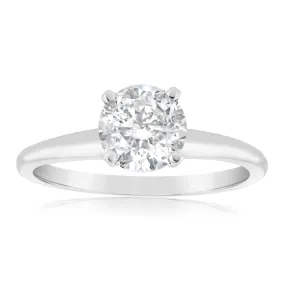 14ct White Gold 1 Carat Brilliant Cut Diamond Solitaire Ring in Knife Edge Setting