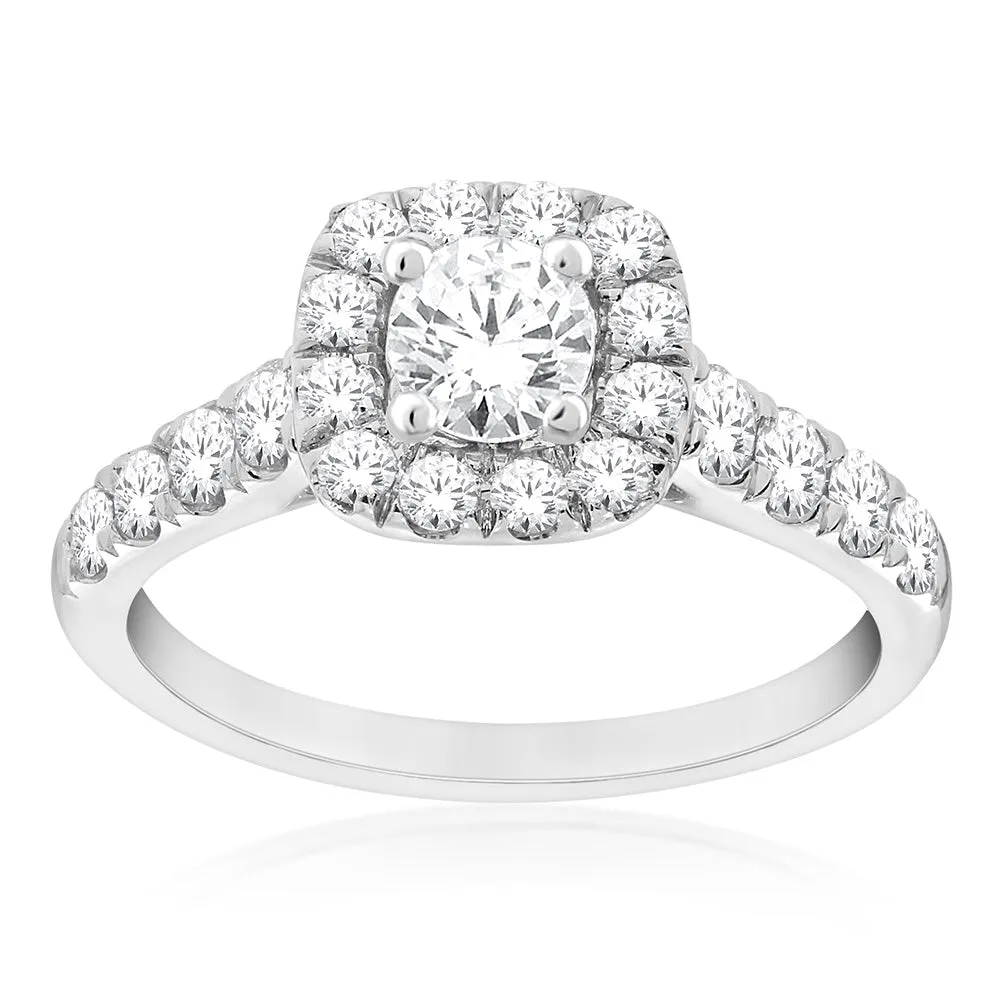 14ct White Gold 1 Carat Diamond Halo Ring