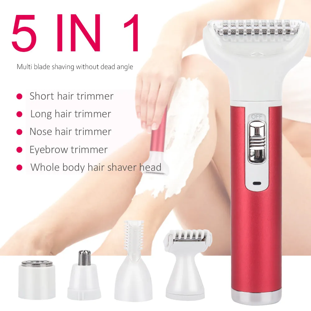 5 in 1 Rechargeable Painless Lady Epilator Shaver Set