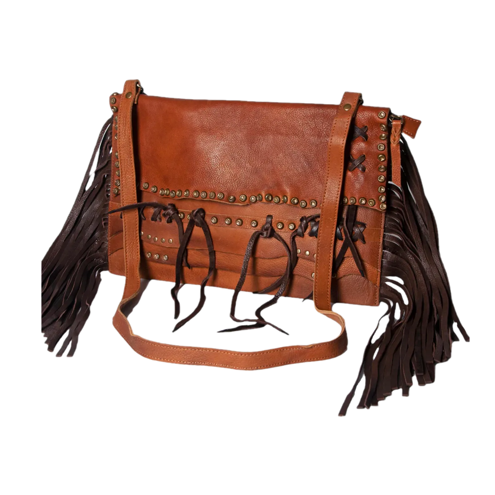 American Darling® Ladies Fringed Brown Leather Shoulder Bag ADBGM307A