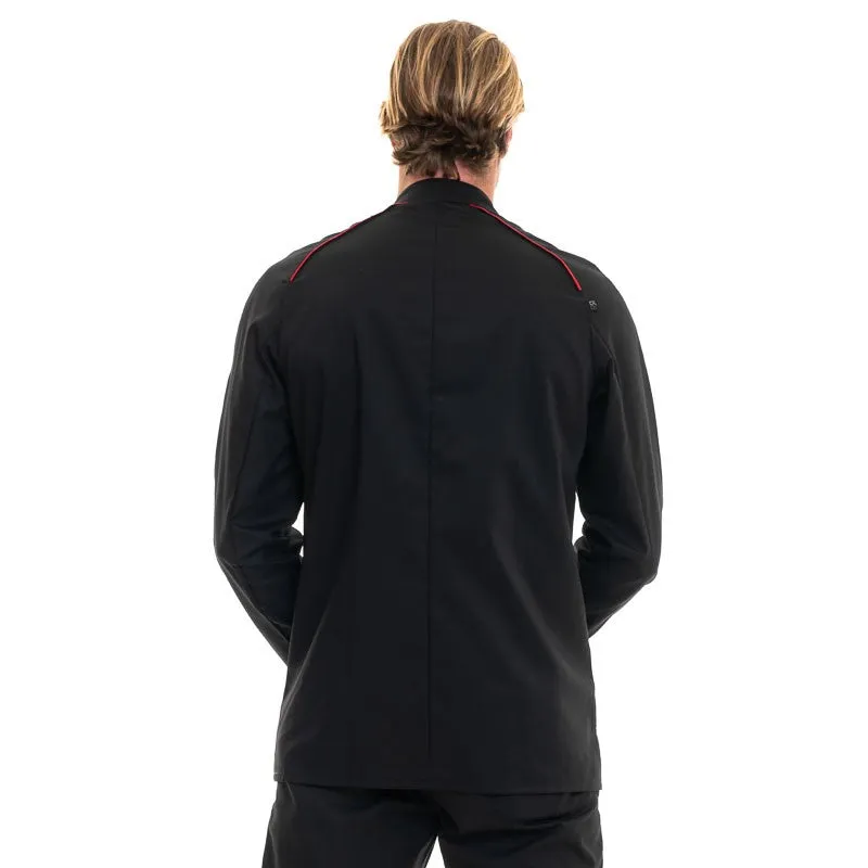 Apollo Black Red Long Sleeve Kitchen Coat - ROBUR