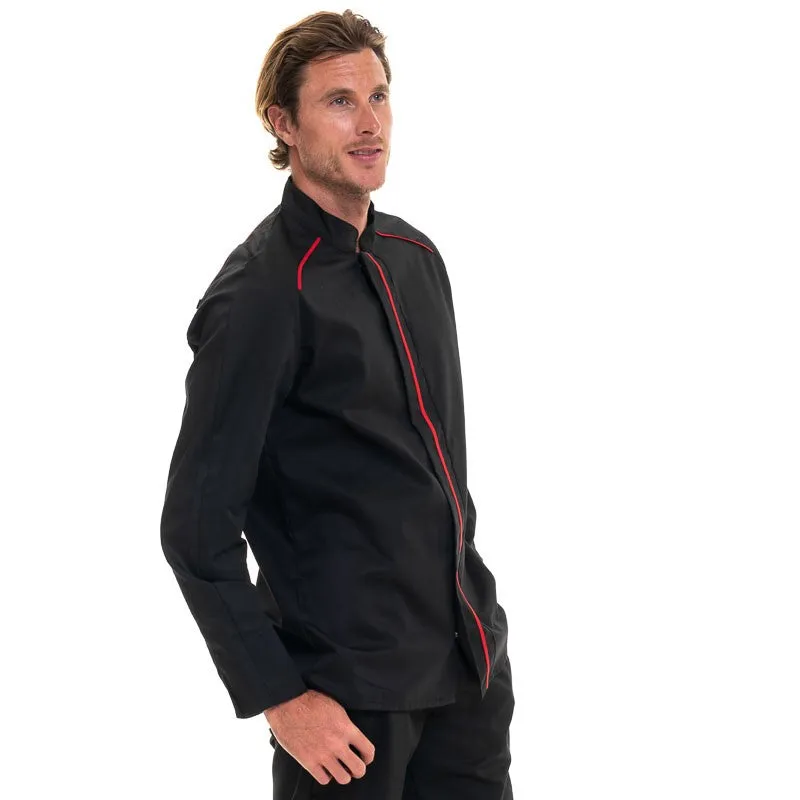 Apollo Black Red Long Sleeve Kitchen Coat - ROBUR