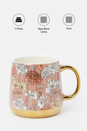 Assorted Floral Mug With Gold Handle (12oz)