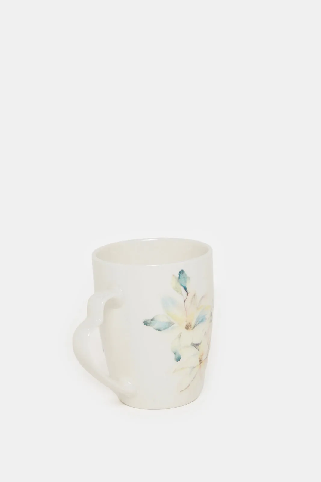 Assorted Floral Mug With Heart Handle