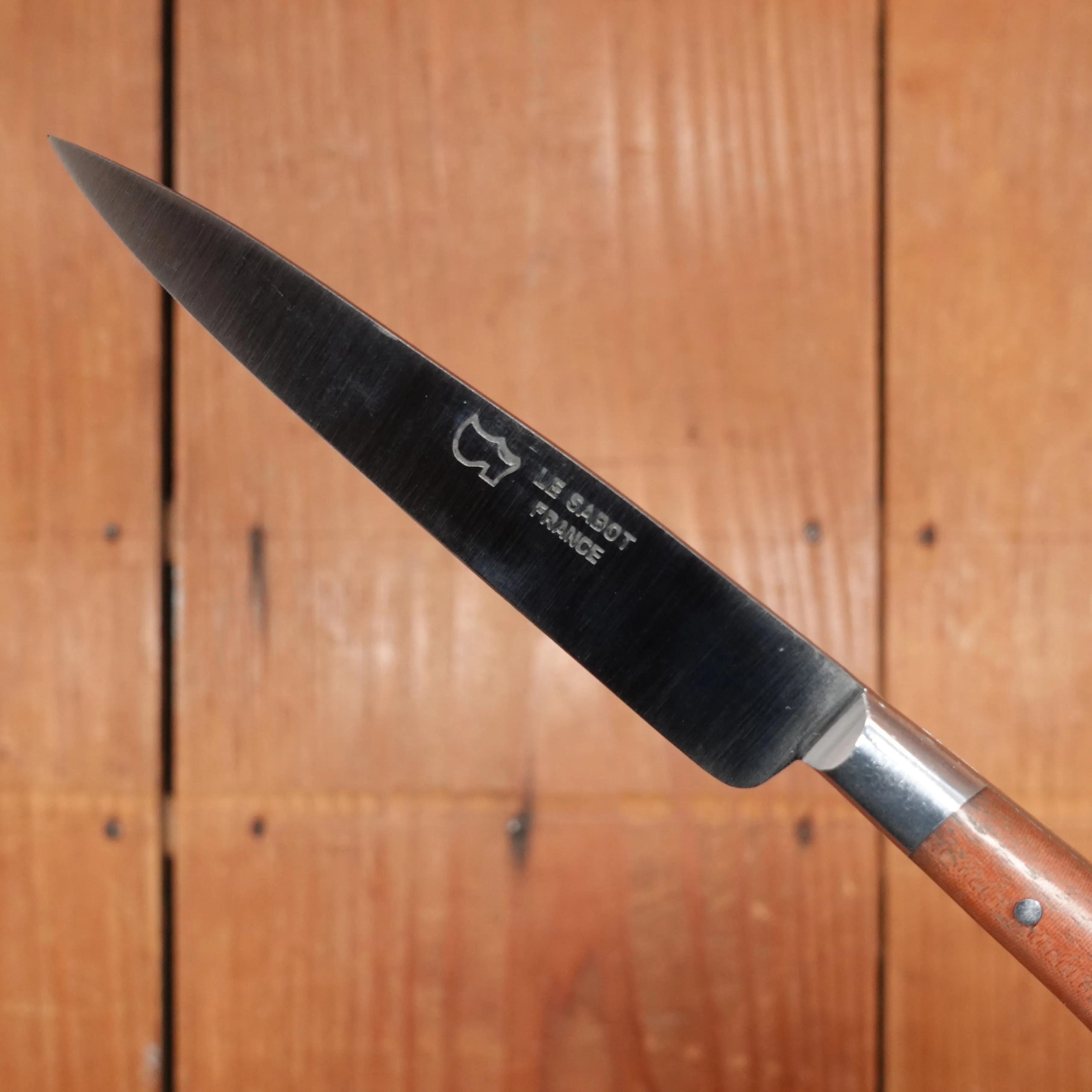 Au Sabot 4" Pointed Paring Carbon Steel Bubinga with Stainless Bolster