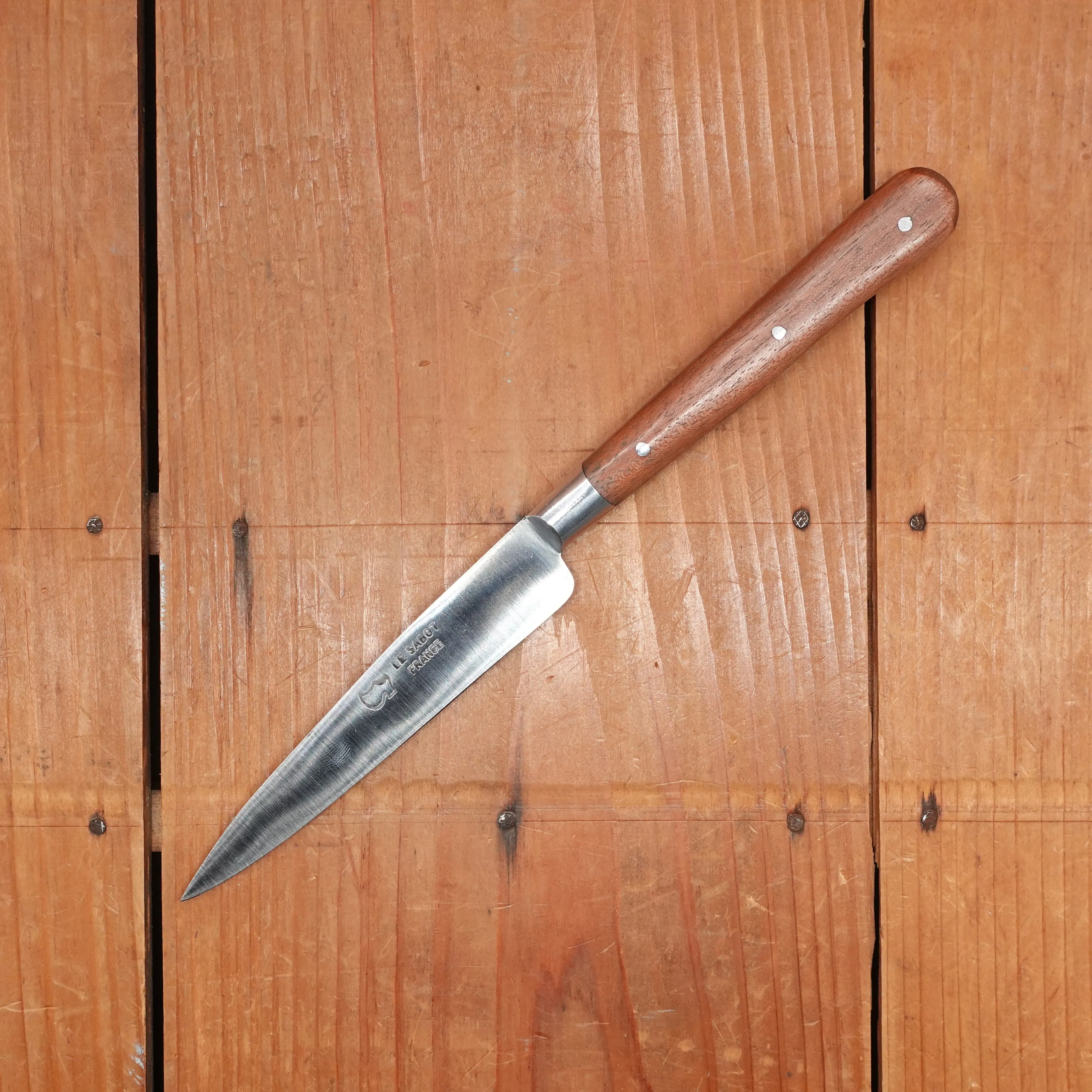 Au Sabot 4" Pointed Paring Carbon Steel Bubinga with Stainless Bolster