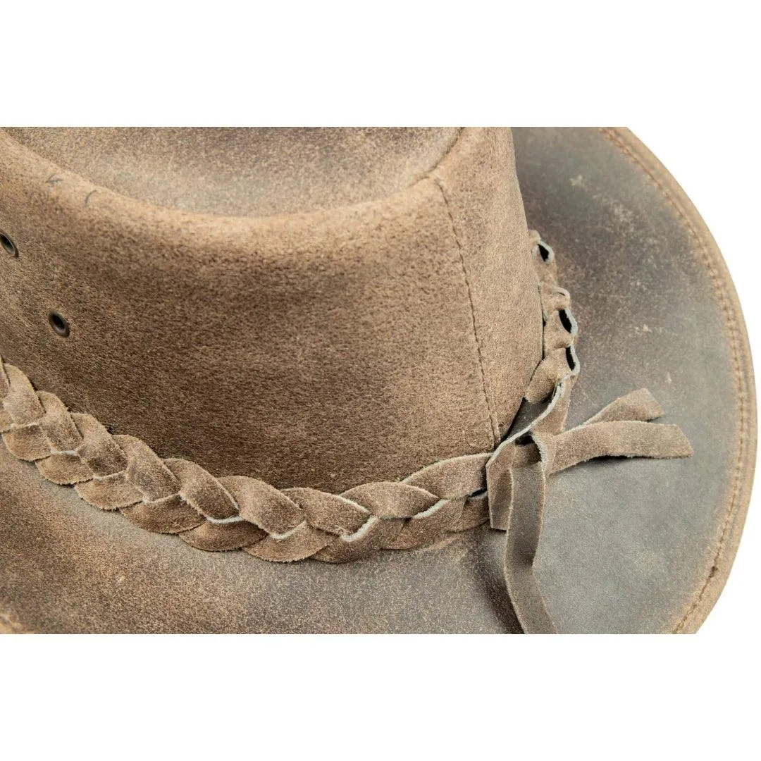 Austrialian Suede Vintage Brown Outback Riding Cowboy Bush Hat Unisex Classic