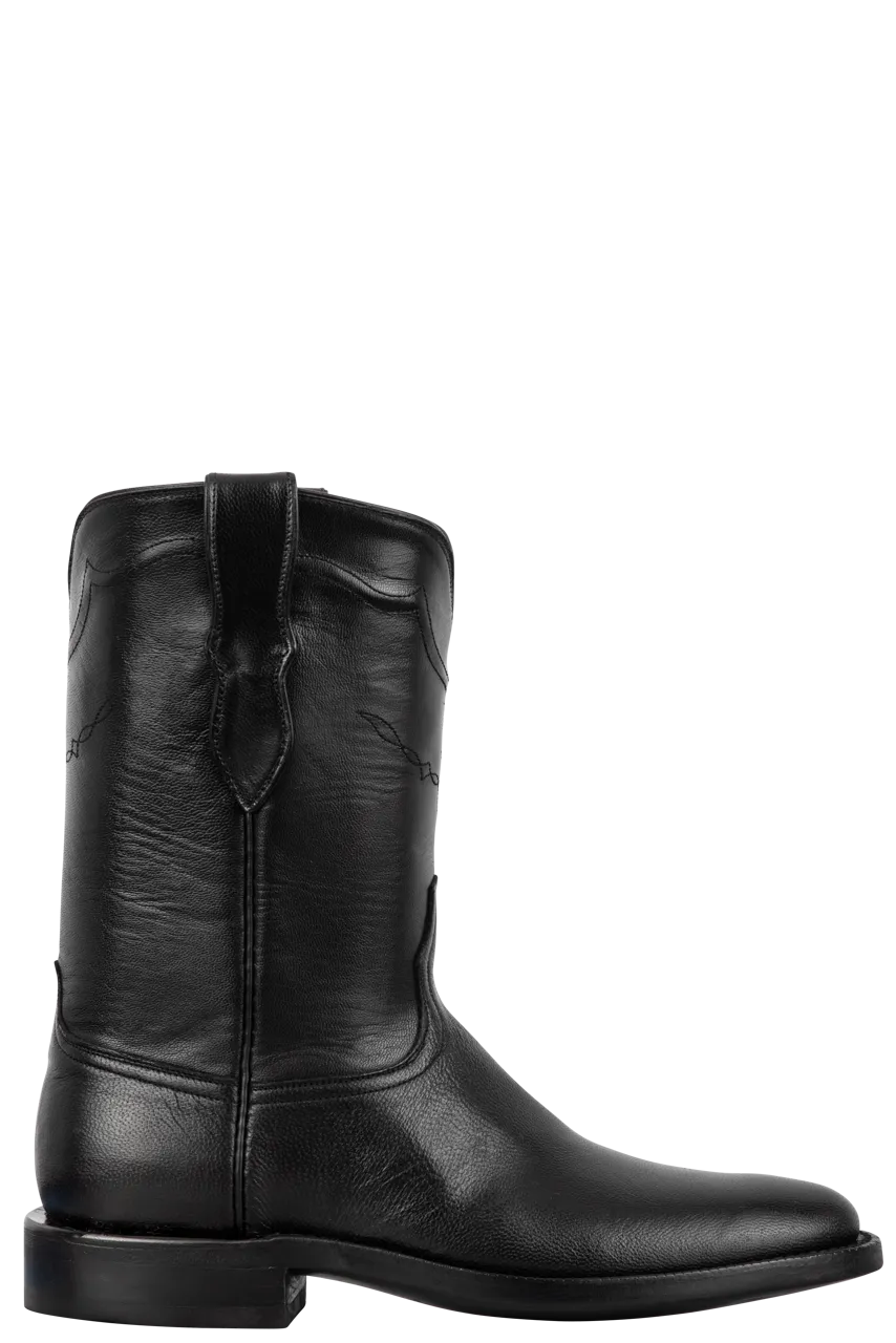 Black Jack Men's Goat Skin Roper Boots - Black