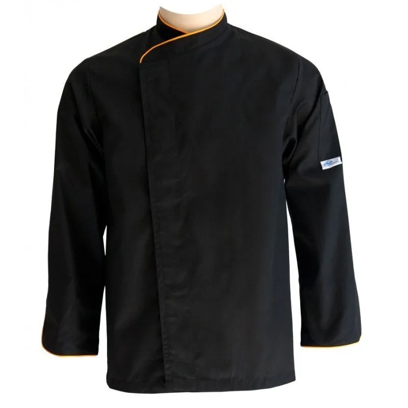 Black Kitchen Jacket Large Size with Red Piping - MANELLI