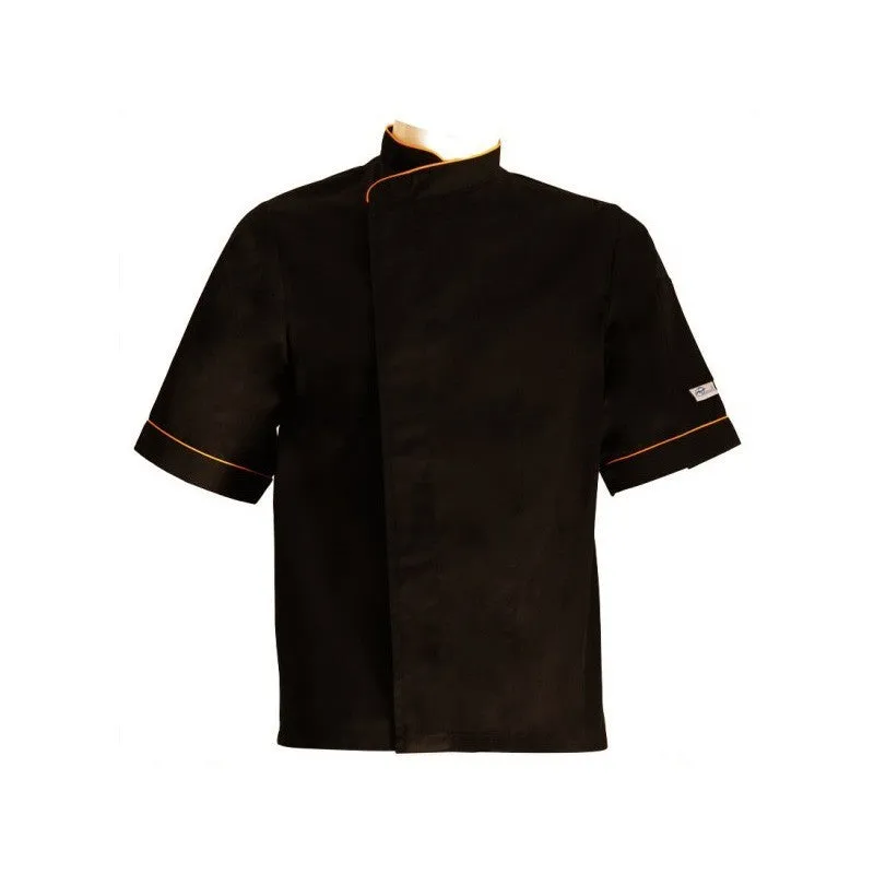 Black Kitchen Jacket Large Size with Red Piping - MANELLI