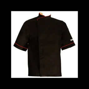 Black Kitchen Jacket Large Size with Red Piping - MANELLI