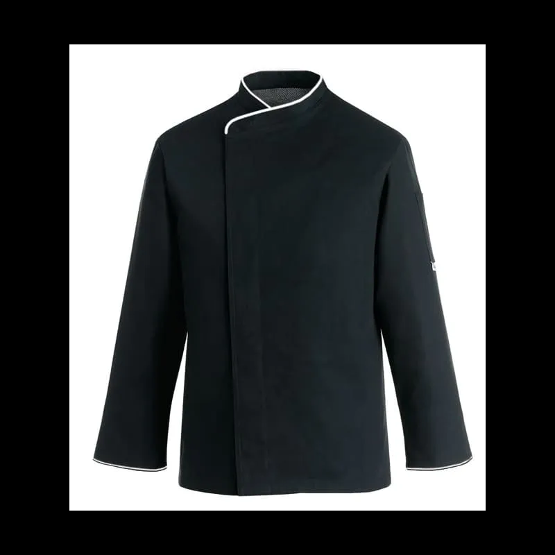 Black Kitchen Jacket Large Size with Red Piping - MANELLI