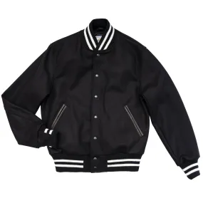 Black Melton All Wool Varsity