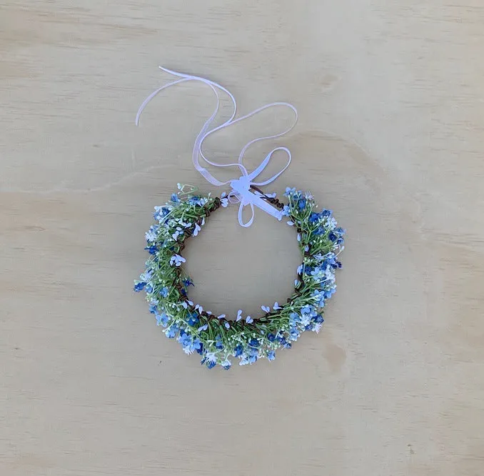 Blue Babys Breath Flower Crown