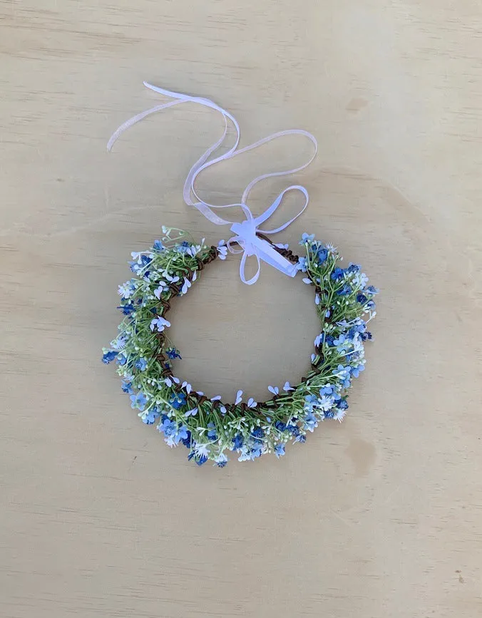 Blue Babys Breath Flower Crown