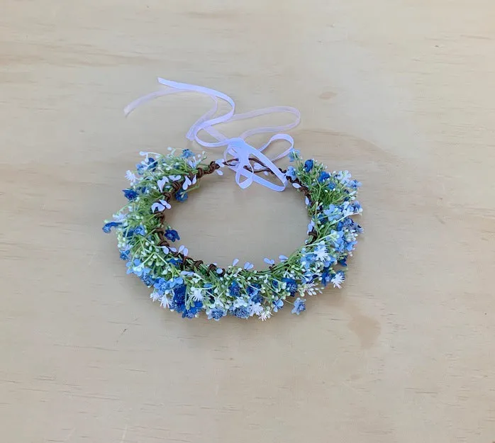 Blue Babys Breath Flower Crown