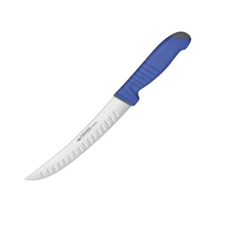 Blue Bi-Material Handle Curved Hollow-Edge Paring Knife - FISCHER