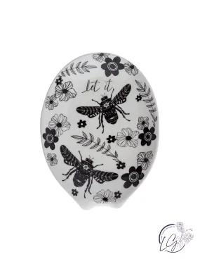 Boho B&W Ceramic Spoon Rest Bee