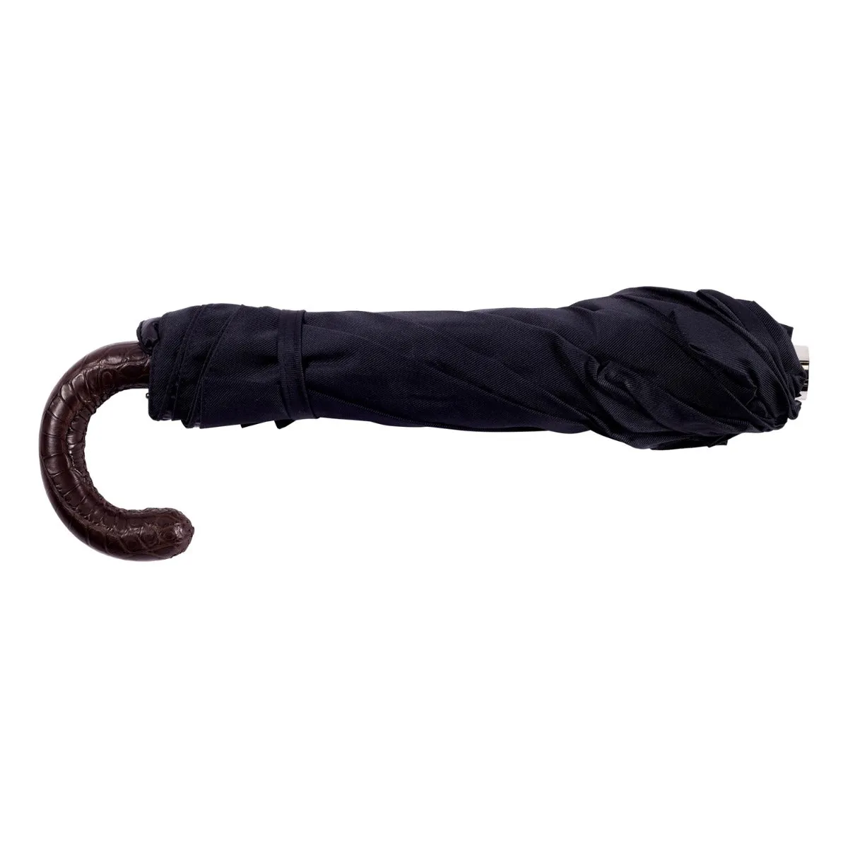 Brown Alligator Travel Umbrella with Black Canopy