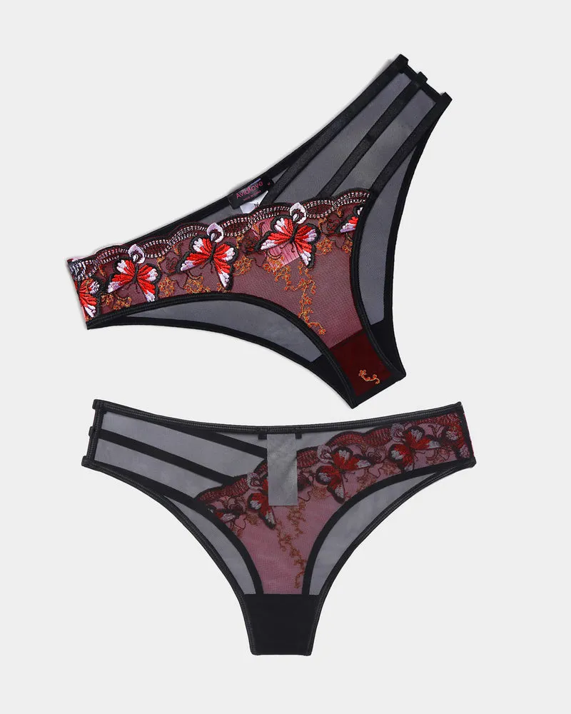 Butterfly Embroidered Mesh Panties