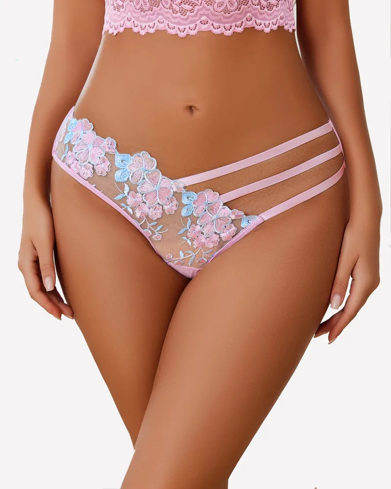 Butterfly Embroidered Mesh Panties