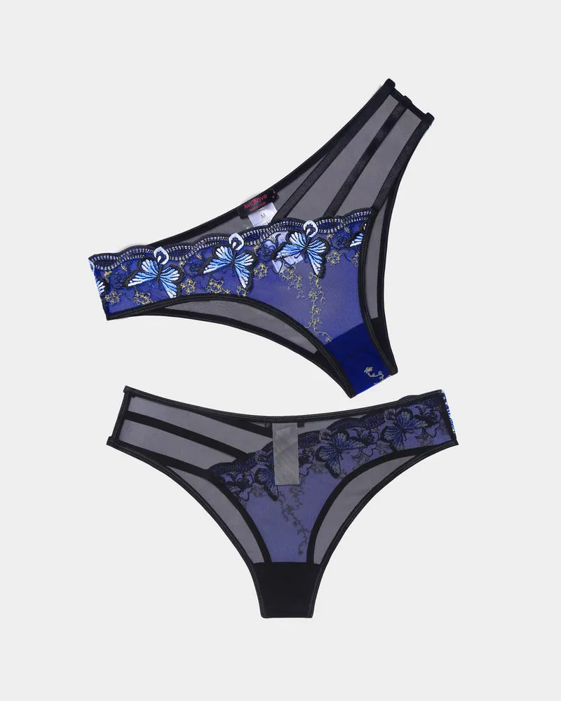 Butterfly Embroidered Mesh Panties