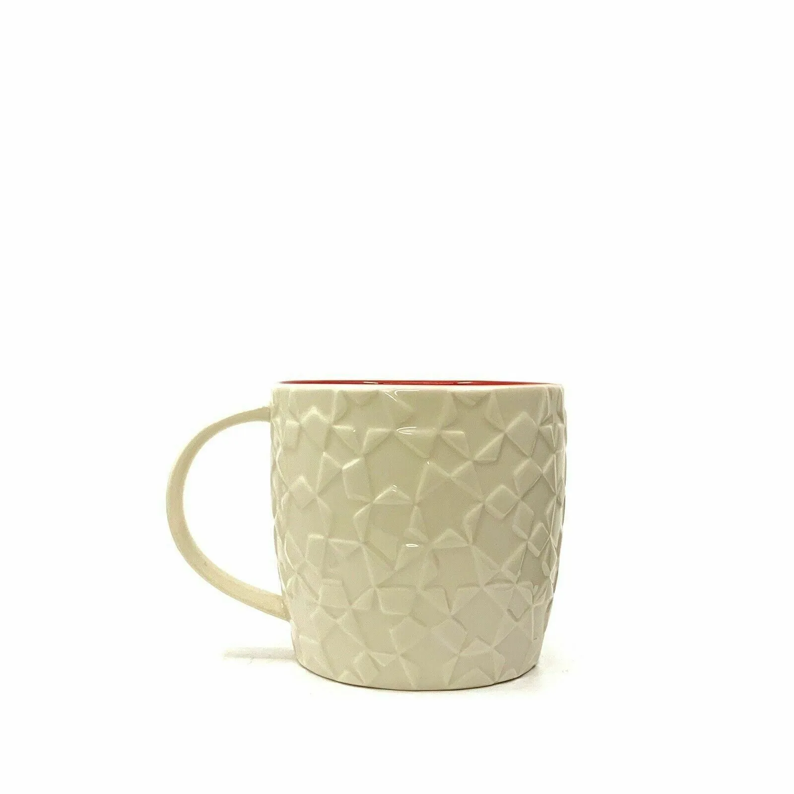 Charming Starbucks White Star Mosaic Embossed Ceramic 14oz Mug