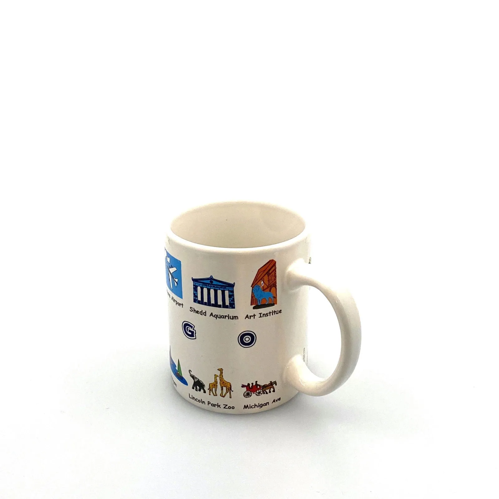 Chicago Tourism Attraction Travel Souvenir Coffee Cup Mug White Ceramic 14 Fl Oz