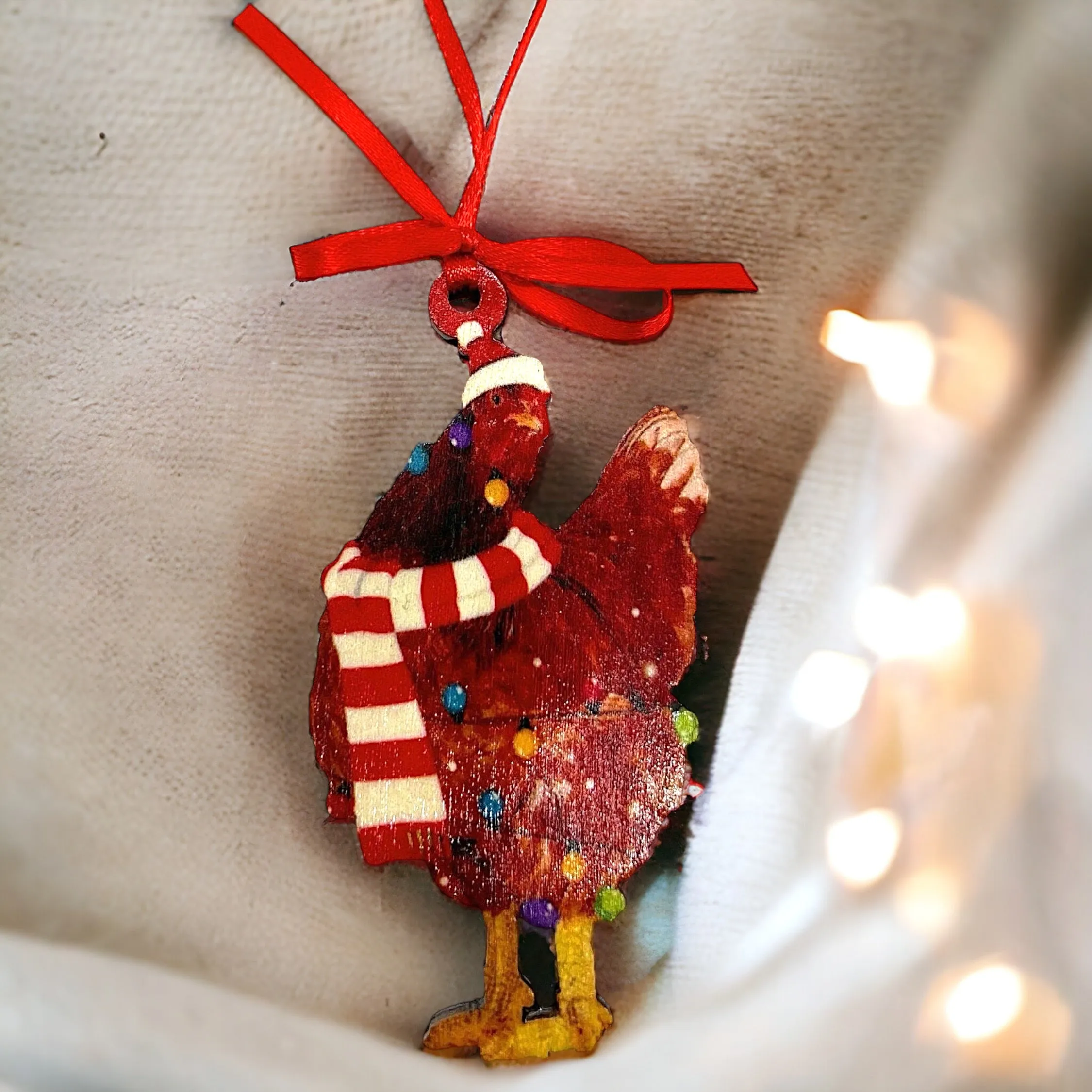 Cluckin' Cute 2024 Red Rooster Christmas Ornament - Personalize Your Holiday Cheer!