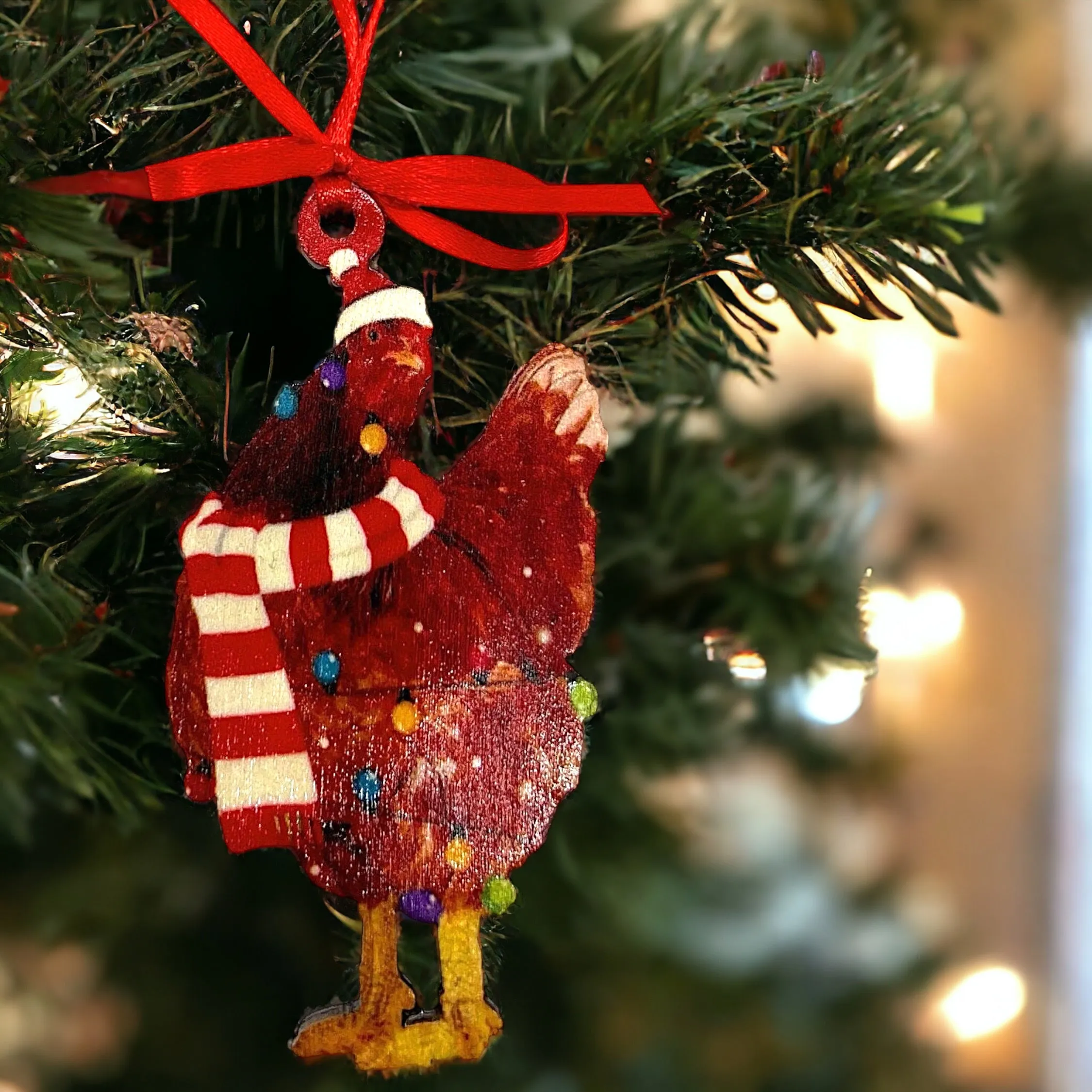 Cluckin' Cute 2024 Red Rooster Christmas Ornament - Personalize Your Holiday Cheer!