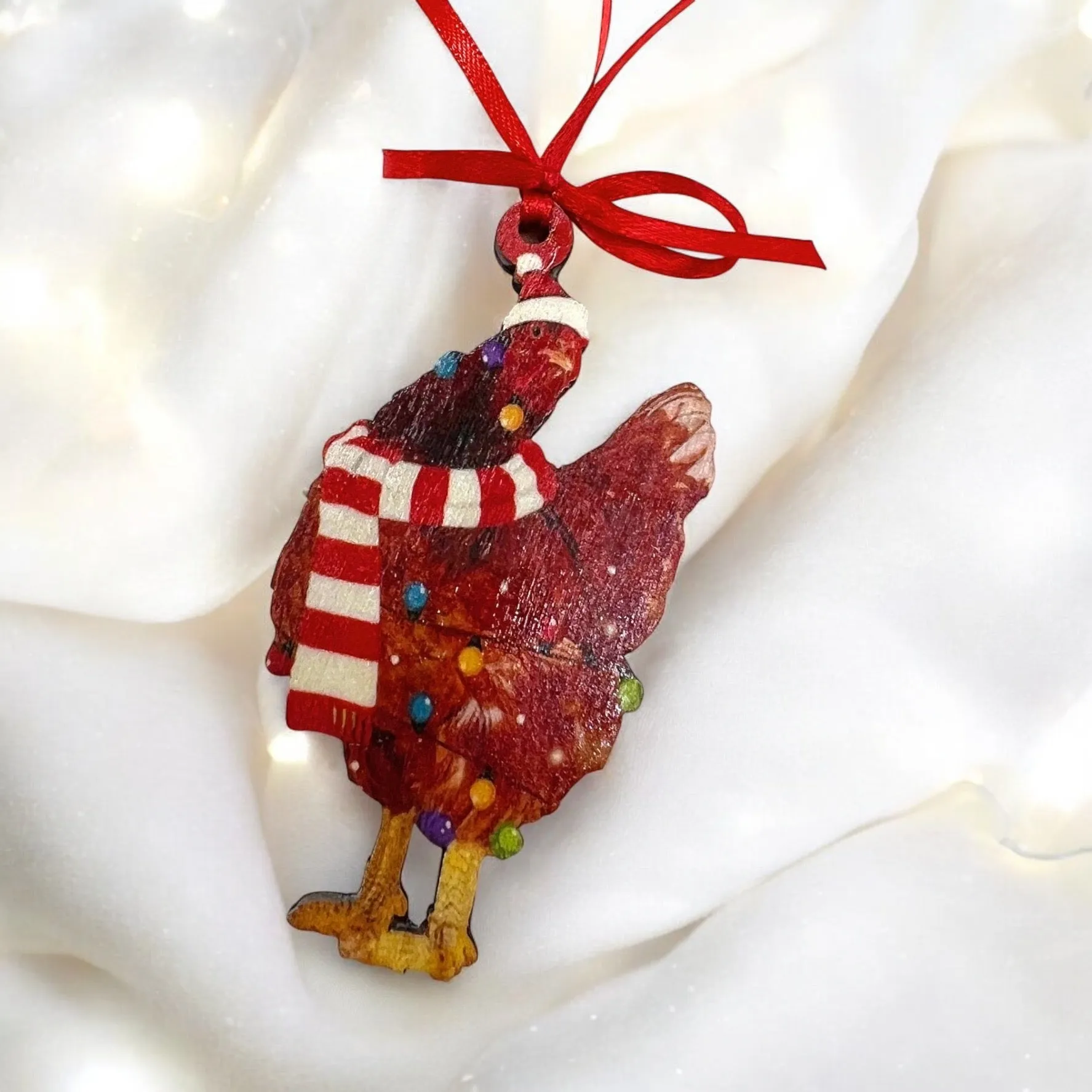 Cluckin' Cute 2024 Red Rooster Christmas Ornament - Personalize Your Holiday Cheer!