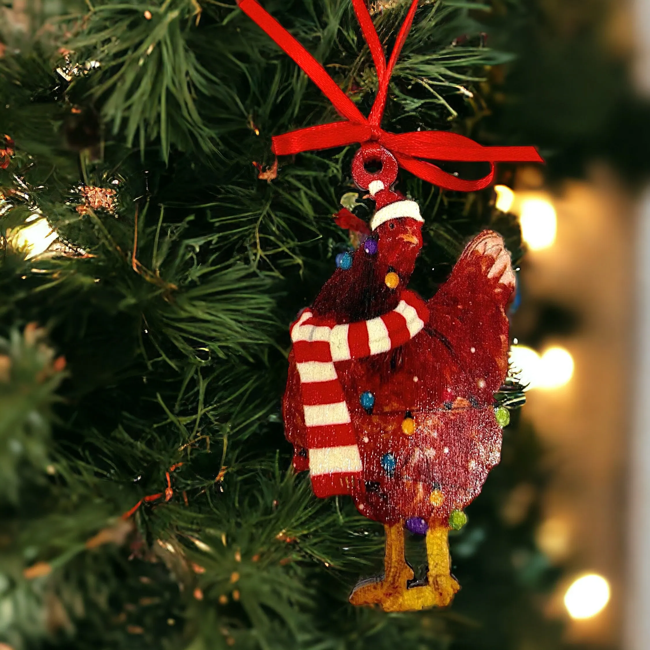 Cluckin' Cute 2024 Red Rooster Christmas Ornament - Personalize Your Holiday Cheer!