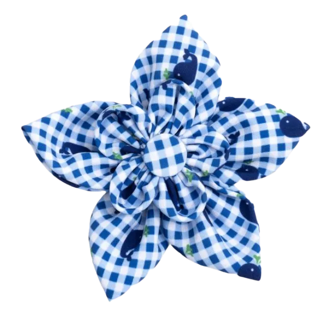 Collar Flower | Blue Gingham Whales