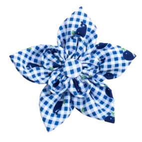 Collar Flower | Blue Gingham Whales