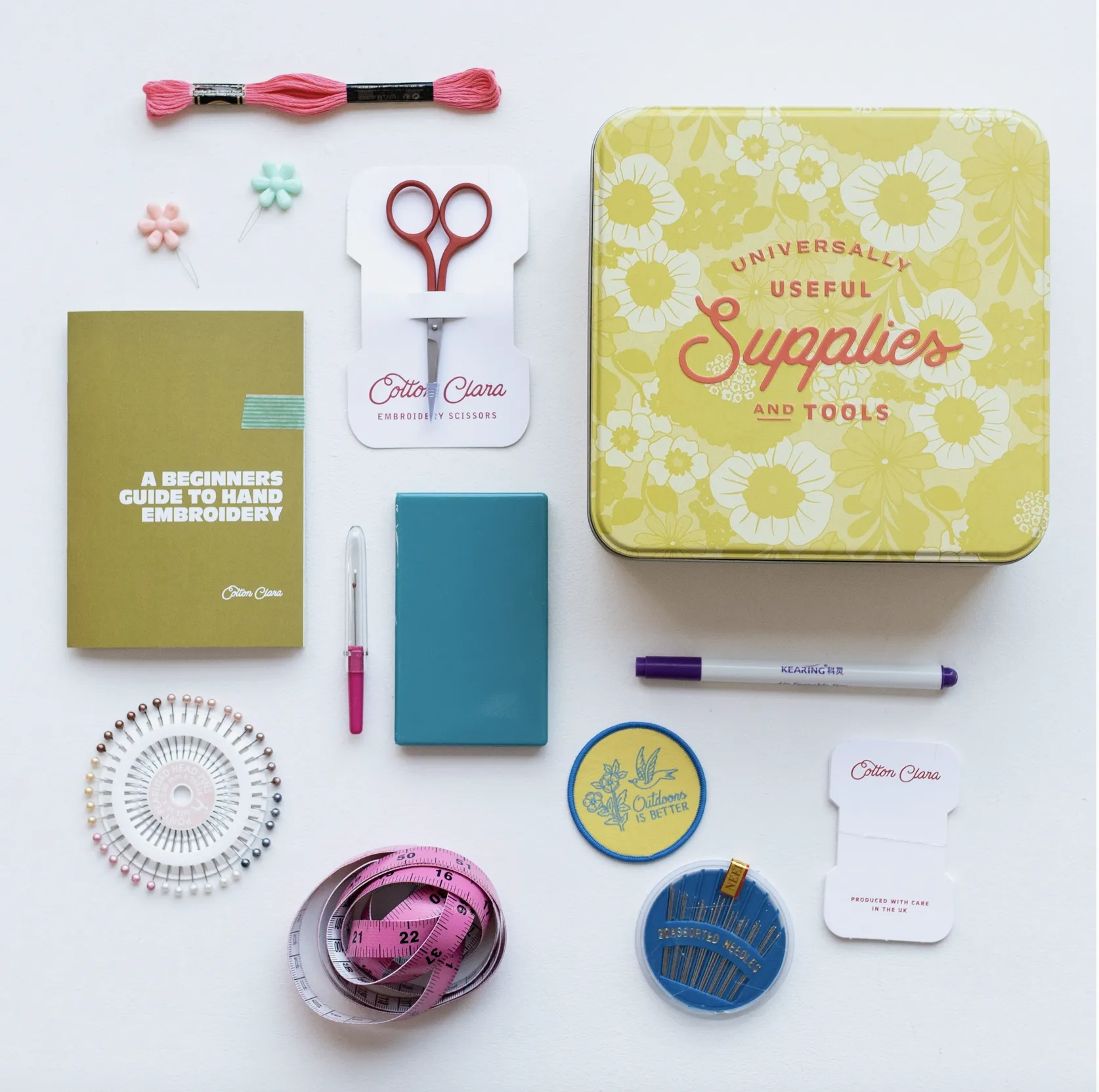 Cotton Clara : Embroidery Starter Kit Sewing Tin