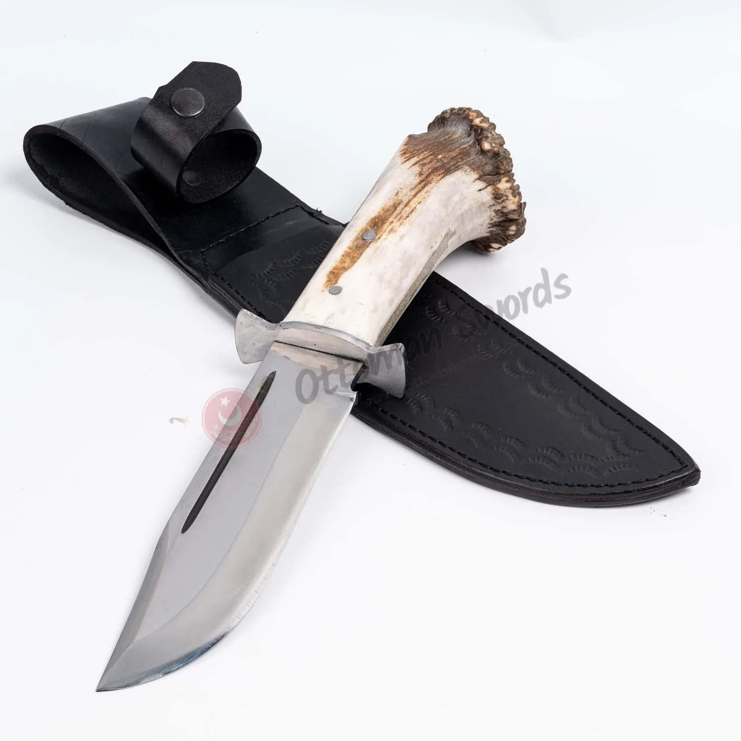 Deer Antler Handle Bowie Knife