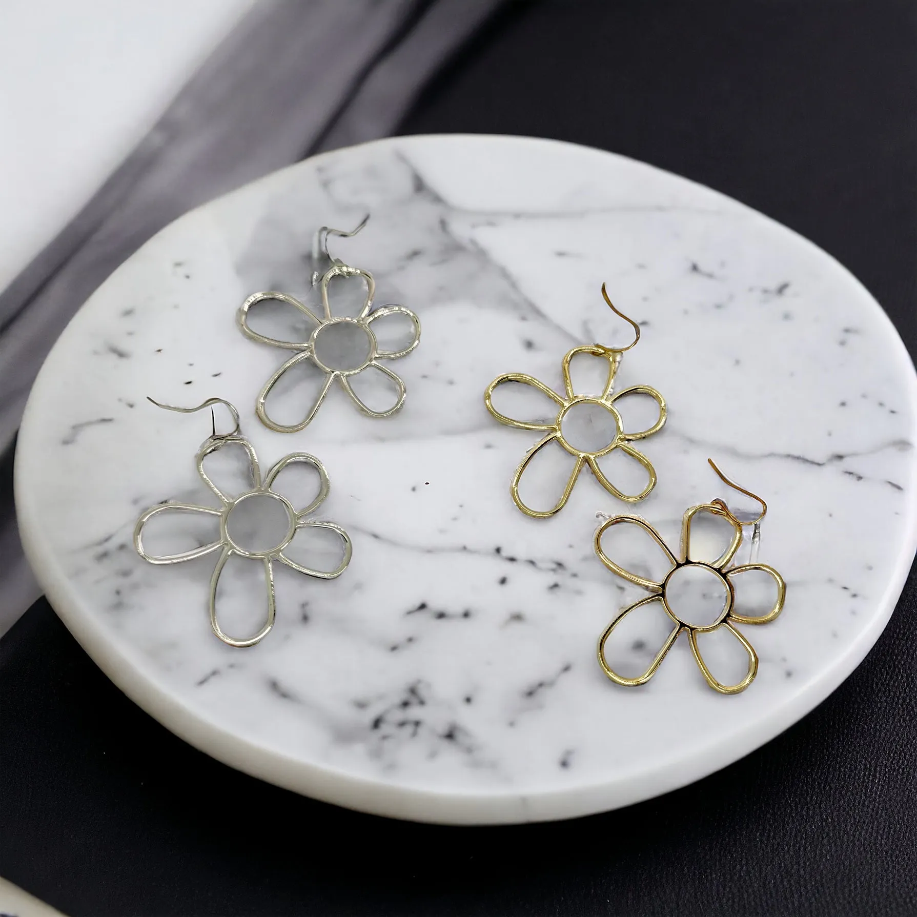 Delicate Earrings - Flower Accessories, Floral Earrings, Flower Jewelry, Gold Flower, Handmade Earrings, Silver Flower