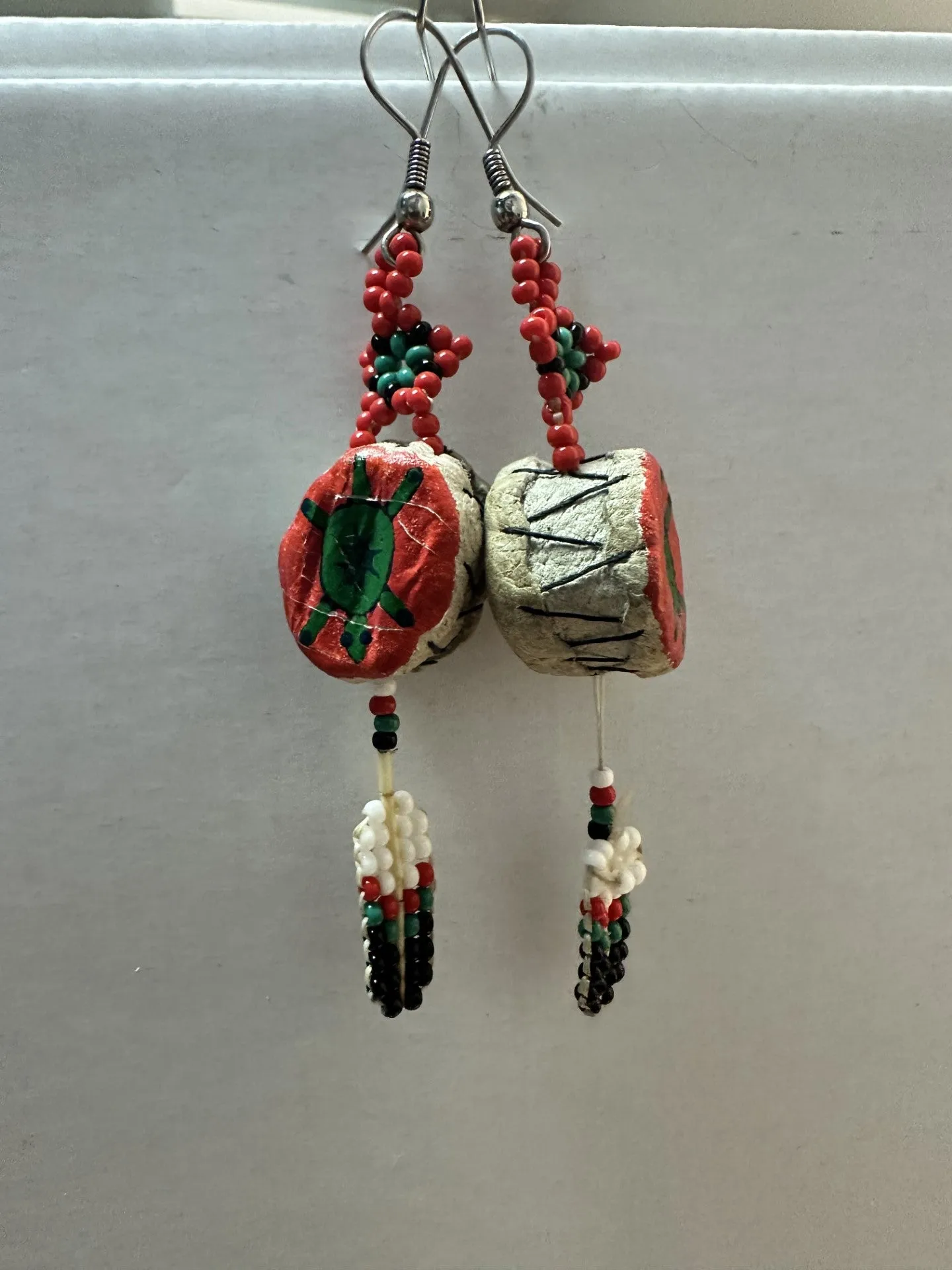 Earrings - Drum with Turtle painted