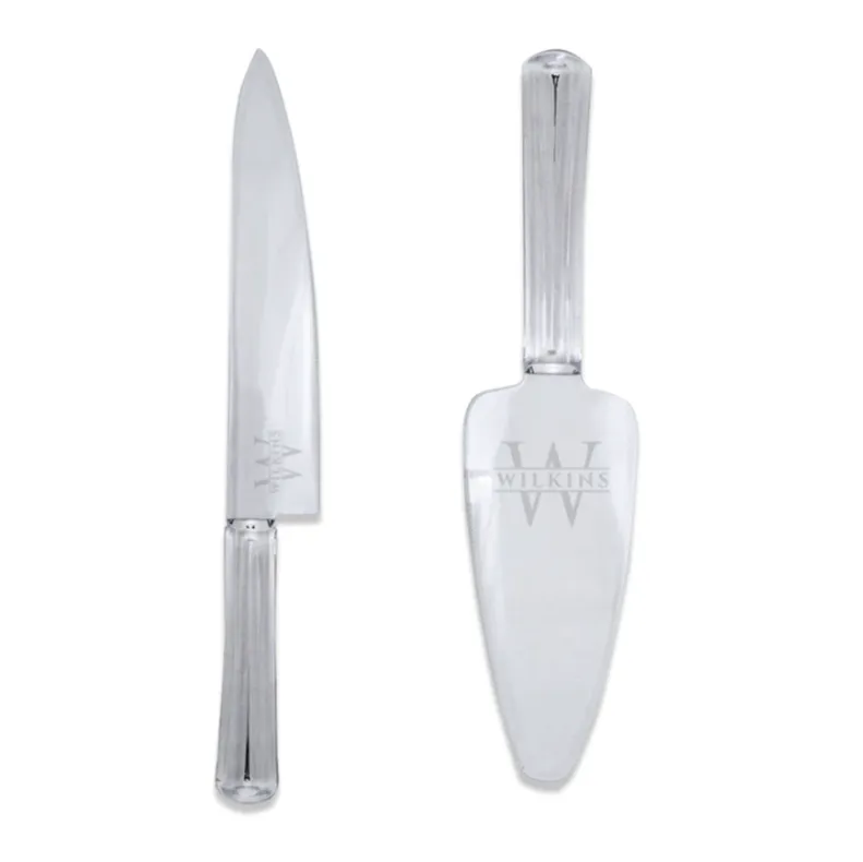 Engraved Acrylic Cake Knife & Server Set