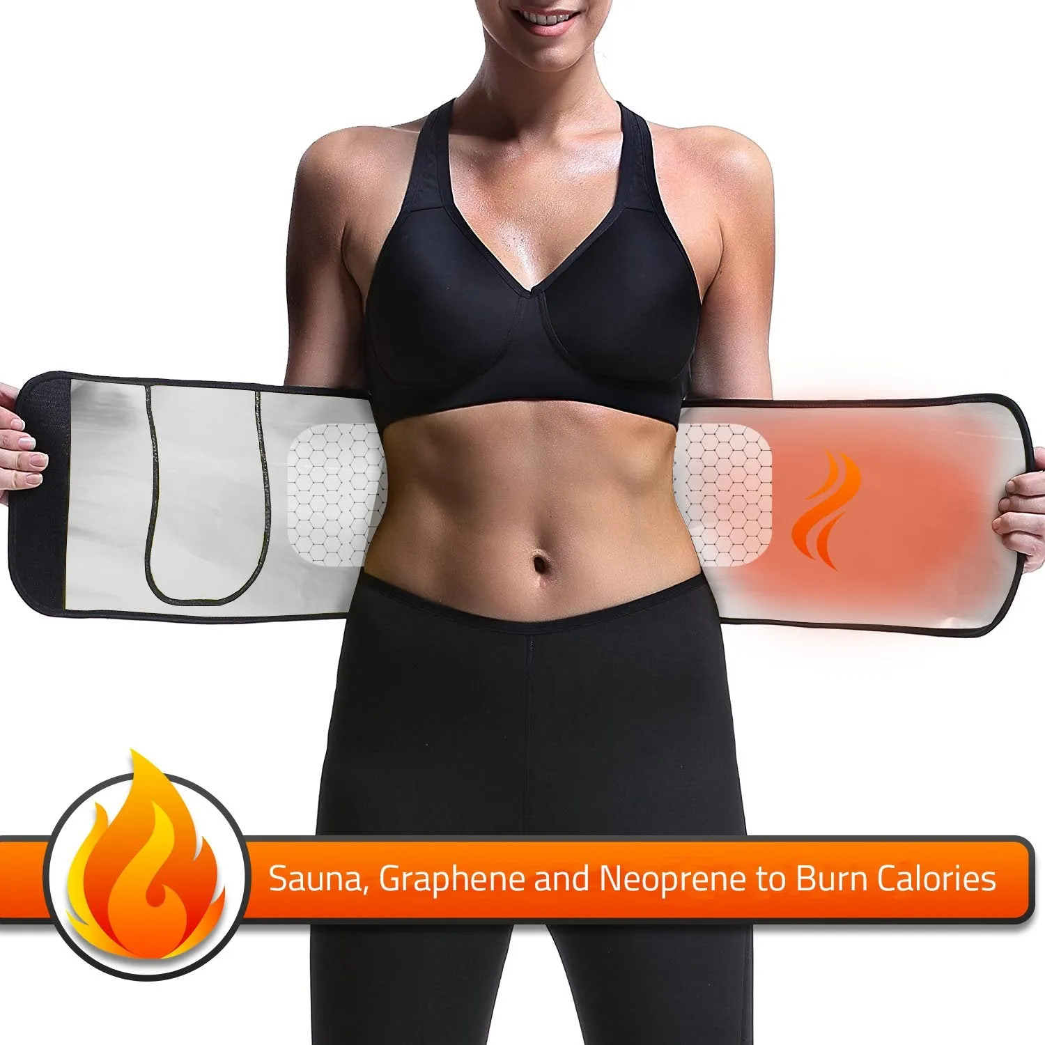 Evertone™ Waist Trimmer Advanced Sauna Belt - 3 Heat Conductive Layers - Graphene, Sauna and Neoprene