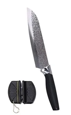 eZthings 12" Chefs Knife - Razor Sharp with Edge Retention, Stain-Corrosion Resistant for Home Kitchen Plus Free Knife Sharpener