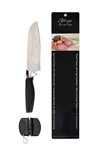 eZthings 12" Chefs Knife - Razor Sharp with Edge Retention, Stain-Corrosion Resistant for Home Kitchen Plus Free Knife Sharpener