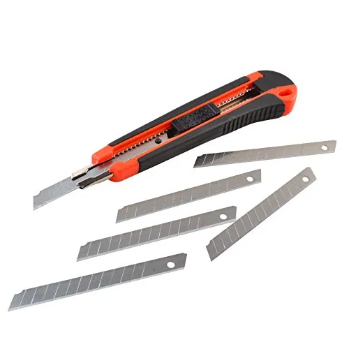 eZthings Heavy Duty 9mm Snap Off Blades Box Cutters Set for Cutting Materials: Wallpaper, Vinyl, Leather, Shrink-wrap