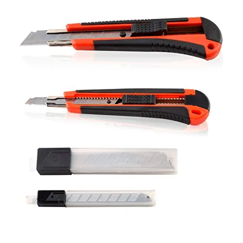 eZthings Heavy Duty 9mm Snap Off Blades Box Cutters Set for Cutting Materials: Wallpaper, Vinyl, Leather, Shrink-wrap