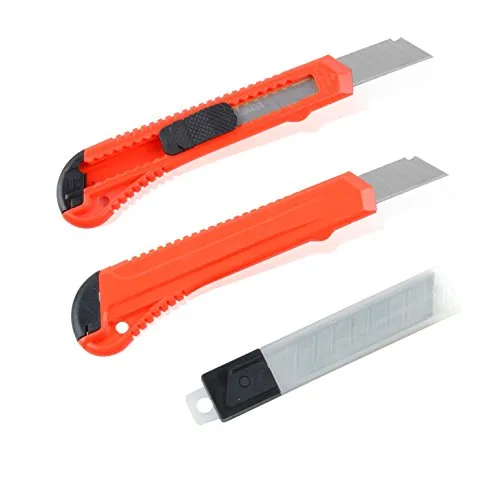 eZthings Heavy Duty 9mm Snap Off Blades Box Cutters Set for Cutting Materials: Wallpaper, Vinyl, Leather, Shrink-wrap