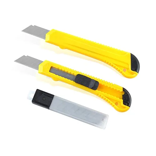 eZthings Heavy Duty 9mm Snap Off Blades Box Cutters Set for Cutting Materials: Wallpaper, Vinyl, Leather, Shrink-wrap