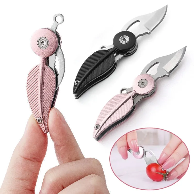 Feather Foldable Knife with Hidden Blade Self Defense Keychain