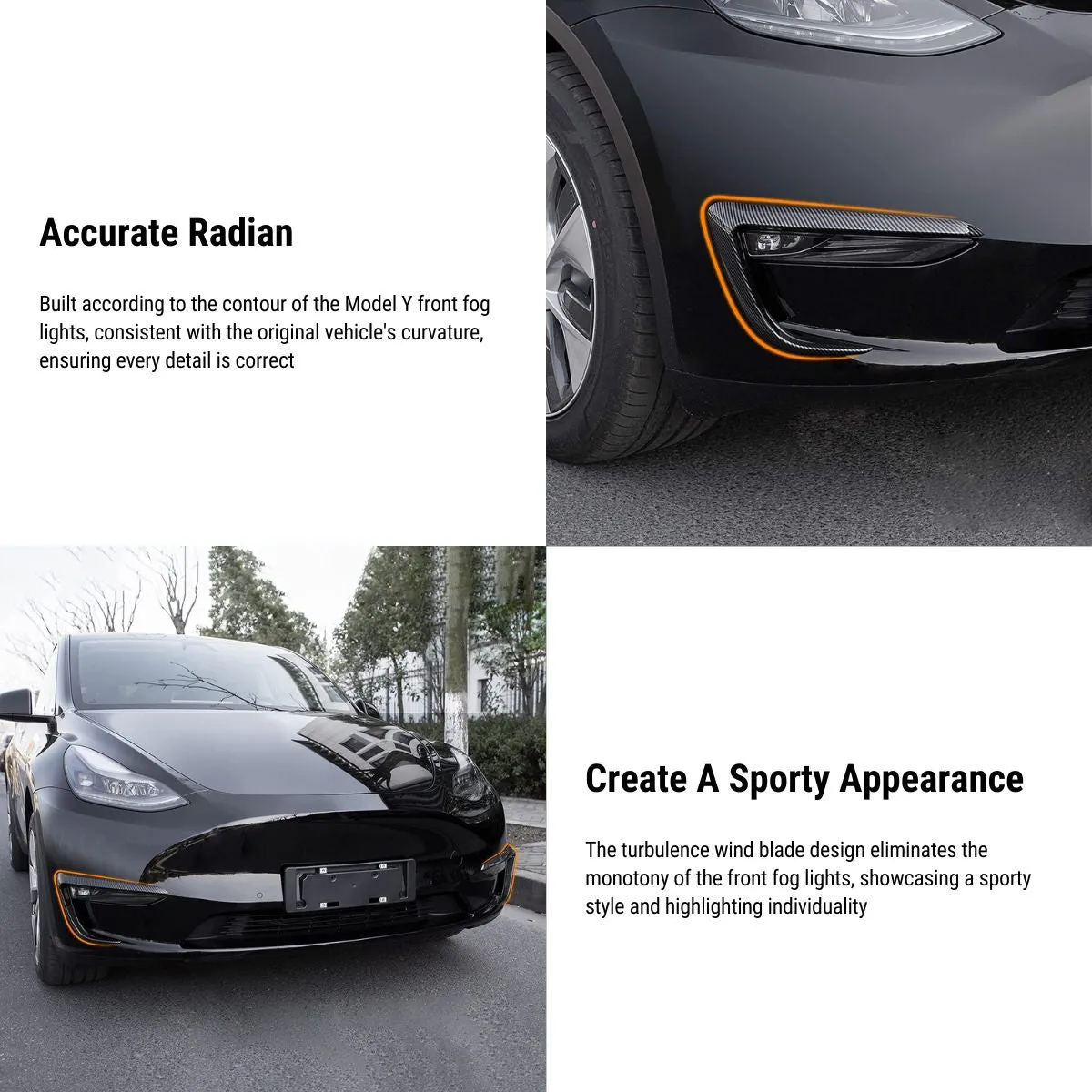 Front Fog Light Cover Eyebrow Spoiler for Tesla Model Y