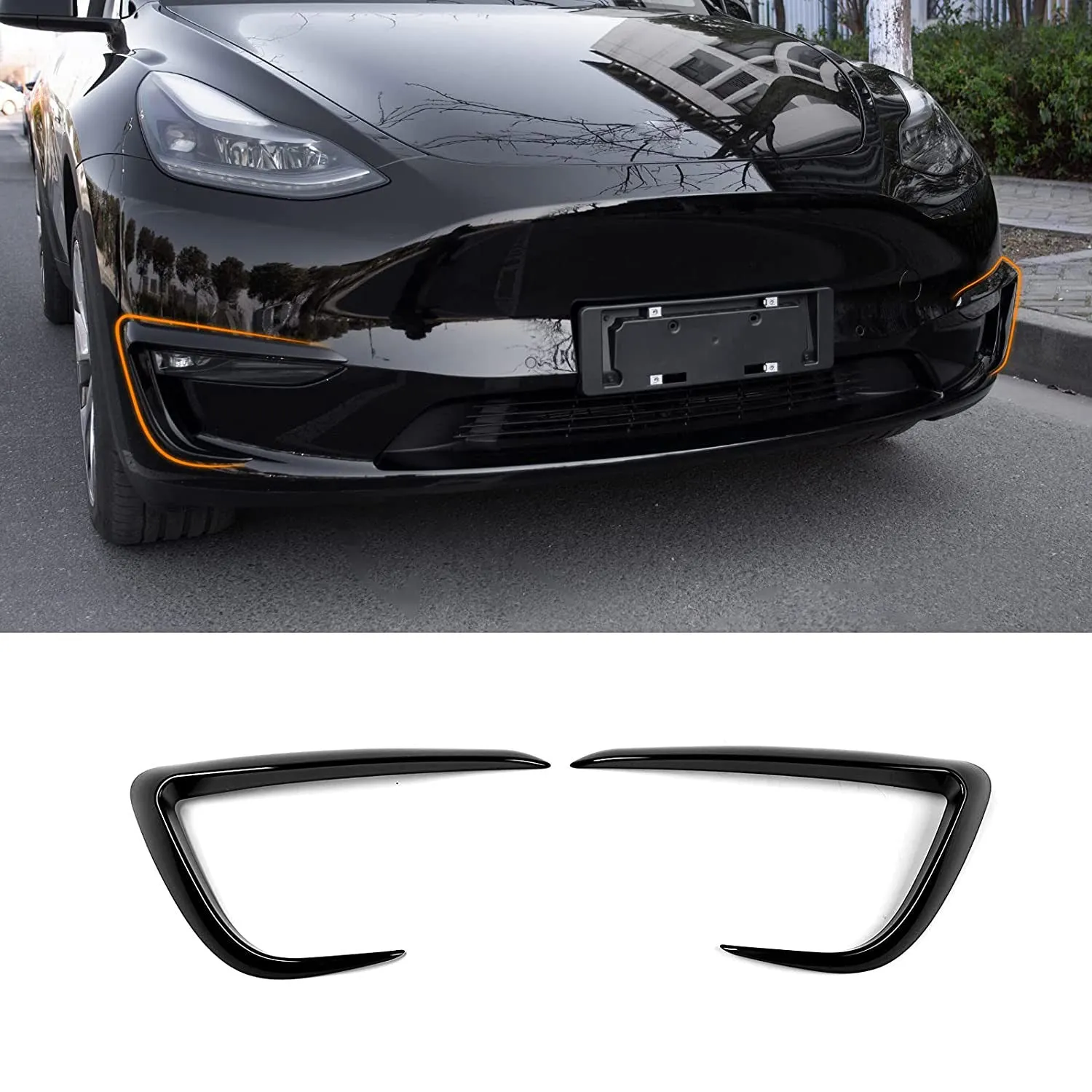 Front Fog Light Cover Eyebrow Spoiler for Tesla Model Y