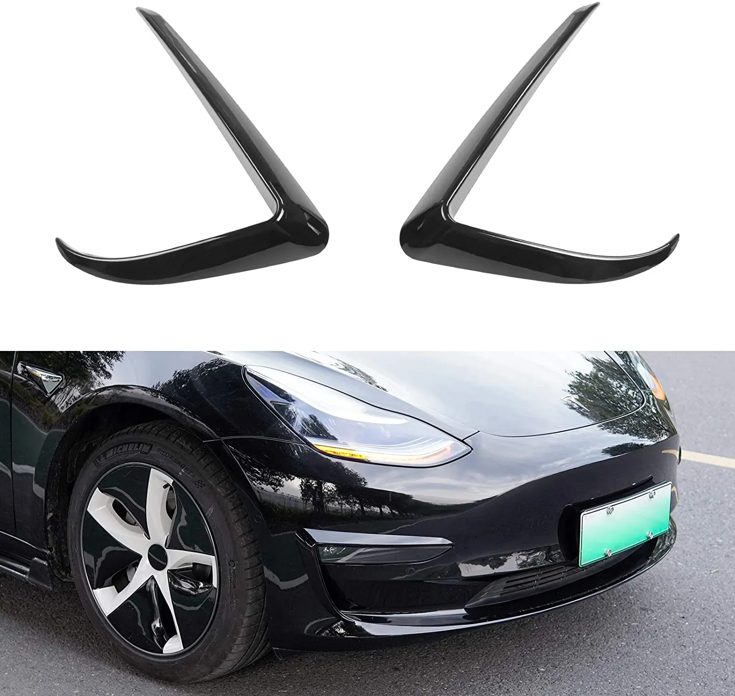 Front Fog Light Trim Cover Eyebrow Spoiler for Tesla Model 3 2017-2023.10